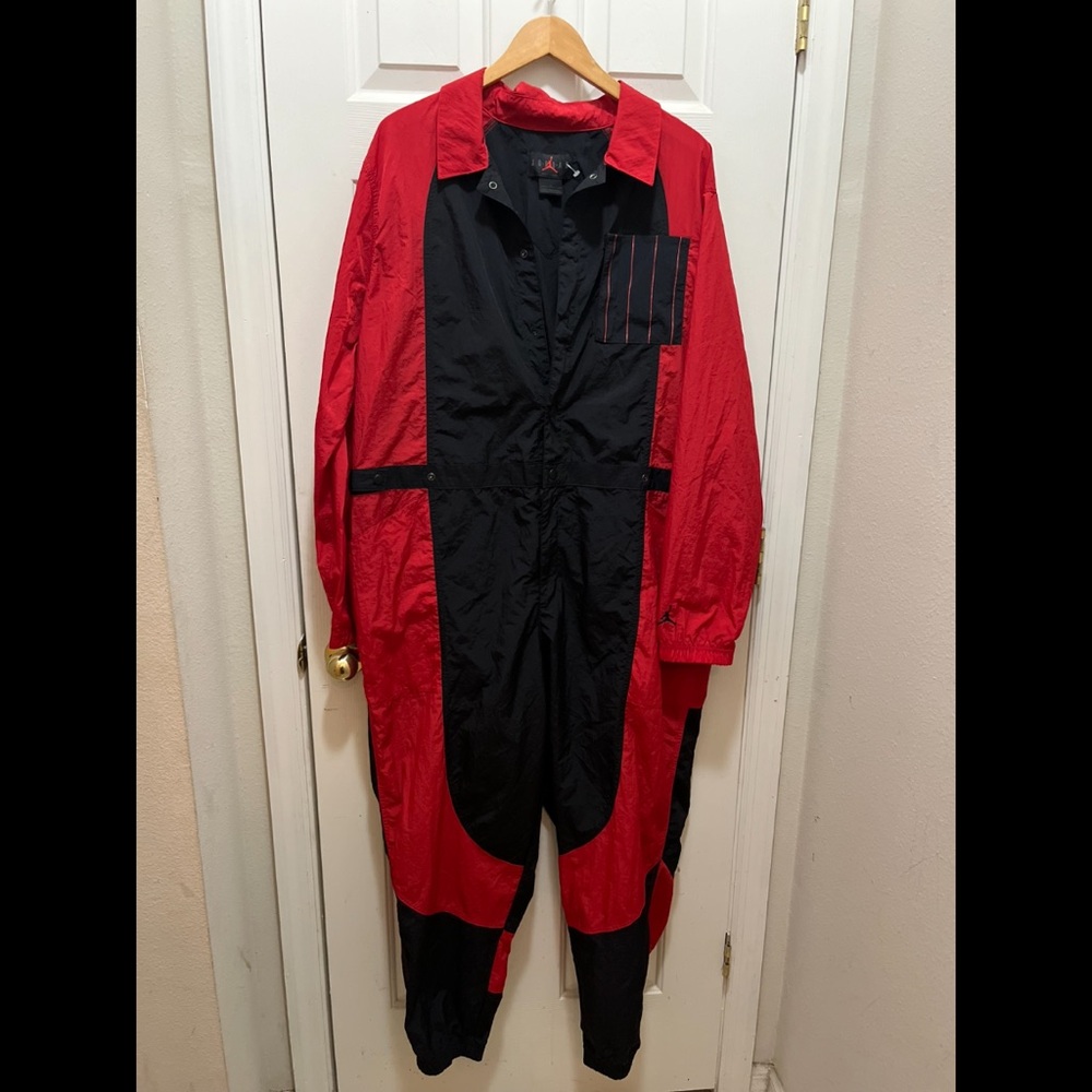 Jordan Red and Black nylon flight suit.